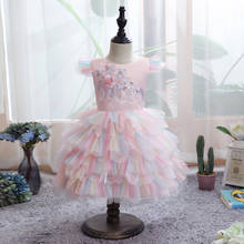 Vestido de princesa de flores para niñas, novedad de 2021, para fiesta de primer cumpleaños, vestidos para recién nacidos, vestidos con tutú bordado de 0 a 2 años 2024 - compra barato