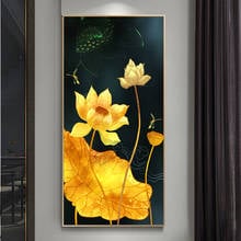 Golden lotus-pintura de diamante 5d diy, bordado de diamantes cuadrado completo, mosaico redondo completo, imagen de rompecabezas 3d, nuevo regalo superior YG2458 2024 - compra barato