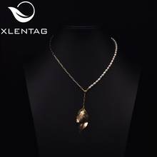 Xlentag Natural Freshwater Pearl Leaf Shape Necklace Retro Exquisite Minimalism Necklace Birthday Banquet Gifts Jewelry GN0254 2024 - buy cheap