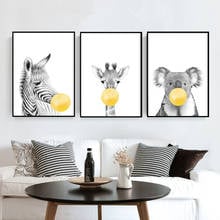 Жираф плакаты с зеброй и художественная печать на холсте картина желтые пузыри животных Nordic Детская Wall Art картинки для Декор в гостиную 2024 - купить недорого