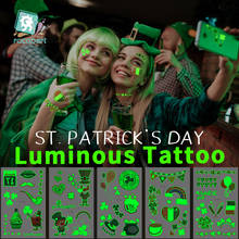 Luminous Ireland Four Leaf Clover Temporary Tattoos Sticker Saint Patrick's Day For Kid Fake Tattoo  Waterproof Children Tatoo 2024 - buy cheap