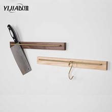 Suporte da faca de montagem na parede madeira e bronze bloco de faca de metal para facas suporte ferramentas de cozinha 2024 - compre barato