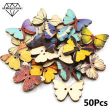 50Pcs Butterfly Buttons 2-Hole Wooden Decorative Buttons For Clothes DIY Crafts Sew Button For Needlework Clothing Accessories 2024 - buy cheap