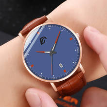 reloj Luxury Brand Men Watches 2021 Fashion Faux Leather Men Glass Quartz Clock Casual Males Business Watch relogio masculino 2024 - buy cheap