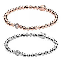 New 925 Sterling Silver Bracelet Beaded And Pavé Micro-Label Bracelet Is Suitable For Original European Women'S Luxury Jewelry 2024 - buy cheap