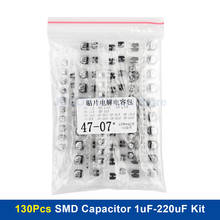 130Pcs/lot 1uF-220uF SMD Aluminum Electrolytic Capacitor Assorted Kit Set 13Values Samples Kit 1UF 2.2UF 4.7UF 10UF 22UF 47UF 10 2024 - buy cheap