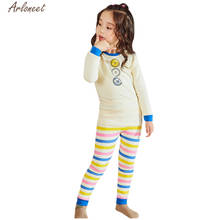 Ropa ARLONEET, pijamas de manga larga de dibujos animados para niñas y niños, conjunto de pijamas de algodón Casual cálido para niños 2019 2024 - compra barato