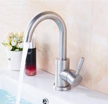 Vidric-grifo de lavabo de acero inoxidable cepillado para baño, mezclador de agua caliente y fría, de níquel, envío gratis 2024 - compra barato