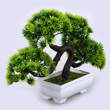 1pc simulação pote plantas artificiais bonsai plástico bem-vindo pinho bonsai vasos ornamentos para casa jardim decoração de festa do hotel 2024 - compre barato