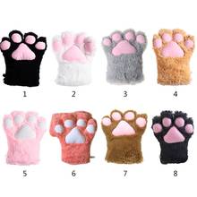 Feminino meninas bonito urso gato pata luva inverno quente grosso macio pelúcia dos desenhos animados animal anime lolita cosplay mittens 2024 - compre barato