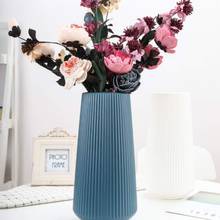 Цветочная ваза, украшение дома, пластиковая ваза, синяя имитация керамического цветочного горшка, цветочная корзина, скандинавские декоративные вазы для цветов, 2024 - купить недорого