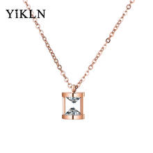 YiKLN Funnel Shape Pendant Necklaces Rose Gold AAA CZ Stainless Steel Chokers Necklace Jewelry Valentine's Day Present YN18266 2024 - buy cheap