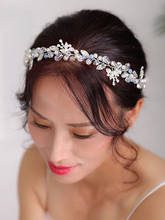 2020 New Fashion Silver Headband Pearl and Crystal Headdress Handmade Hair band women Headpieces Wedding Bridal Hair Accessories 2024 - buy cheap