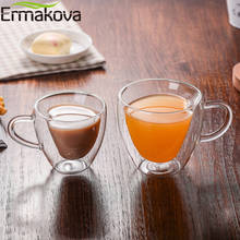 ERMAKOVA-taza de café con aislamiento de doble pared, taza de té con forma de corazón, taza de café expreso, capuchino, Latte, Taza de leche 2024 - compra barato