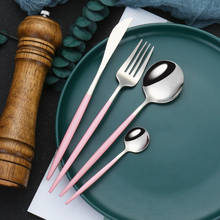 Golden Tableware Stainless Steel Cutlery Complete Forks Knives Spoons Dinnerware Set 4pcs/Set Stainless Steel Cutlery Set Pink 2024 - buy cheap