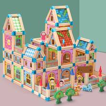 Brinquedo de madeira para crianças, bloco de construção mestre de construção, bebê, três dimensional, inserção, modelo de casa montada 2024 - compre barato