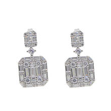 Luxury silver/rose gold Square Shaper Brand Clear Baguette Cubic Zircon Dangle Earrings For Women Wedding Bridal Jewelry cheap 2024 - buy cheap