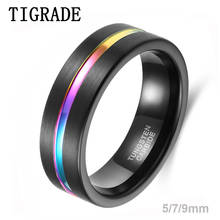 Tigrade Man Ring 5/7/9mm Black Tungsten Carbide Rings Men's Jewelry Colorful Line Wedding Bands Rings Male bague homme 2024 - buy cheap
