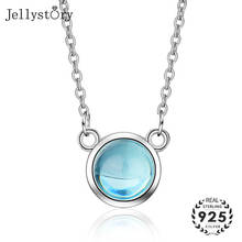 Jellystory new 925 sterling silver jewellery necklace with round shaped sapphire pendant for women wedding promise banquet party 2024 - buy cheap