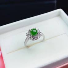 spinach green jade  ring for women silver jewelry round natural Hetian Jade real 925 silver gem good color soft character heart 2024 - buy cheap