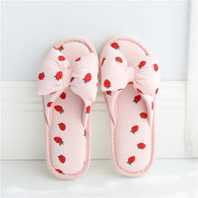 Breathable Strawberry Slippers Girl Woman Indoor Shoes Japanese Style Kawaii Bowknot Slipper Non-slip Flat Casual Lovely Shoes 2024 - buy cheap