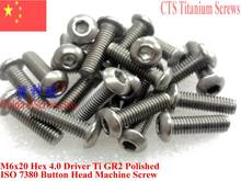 ISO 7380 Titanium screws M6x20 Button Head Hex 4.0 Driver Ti GR2 Polished 10 pcs 2024 - buy cheap