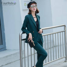 2021 Fashion Women Suit Double Breasted Pant Suits Autumn Winter 2 Pieces Blazer Set Office Lady Work Formal Pants Jacket Female 2024 - buy cheap