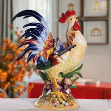 Luxo moderno estatuetas de galo cerâmica artesanato decoração escritório casa fengshui sorte escultura frango mascote ornamentos presentes 2024 - compre barato