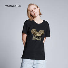 MOINWATER-camisetas informales con estampado de leopardo para mujer, ropa 100% de algodón, blanca, de manga corta, negra, MT1911 2024 - compra barato