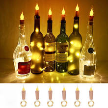 Vela alimentada por batería, luces para botella de vino con corcho, cadena de luces LED, guirnalda de hadas, lámpara de noche, decoración de boda 2024 - compra barato