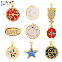 Juya decoração de joias pingente de cobre, pingente de estrela e lua, colar feminino, brincos, pulseira, acessórios de joias artesanais faça você mesmo 2024 - compre barato