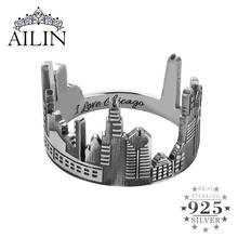 AILIN-Anillo de plata 925 personalizado para hombre y mujer, anillos con grabado de paisaje urbano, Skyline, joyería fina personalizada, regalos para padre 2024 - compra barato