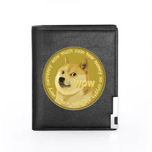 New Fashion High Quality Cryptocurrency Dogecoin Theme Design Printing Leather Wallet  Credit Card Holder Short Purse 2024 - buy cheap