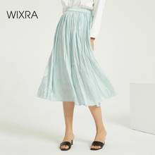 Wixra-faldas de satén liso para mujer, faldas elegantes de cintura elástica alta, holgadas, de línea A, para verano y otoño 2024 - compra barato