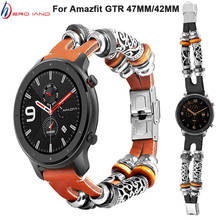 Ремешок кожаный в стиле ретро для Huami Amazfit GTR 47 мм 42 мм, браслет для Garmin Vivoactive3, браслет для Galaxy Watch 42 мм 2024 - купить недорого