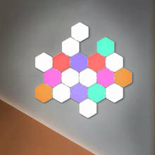 Luz noturna colorida sensível ao toque, lâmpada de parede hexagonal magnética, móvel, decoração criativa para casa, 1 a 10 peças 2024 - compre barato