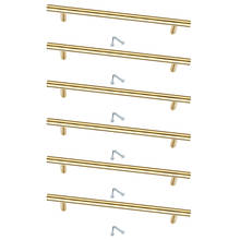 6 Pieces Gold Cabinet Drawer Pulls Kitchen Hardware Brushed Stainless Steel Cabinet Handles T Bar Door Pull Knobs with Screws 2024 - купить недорого