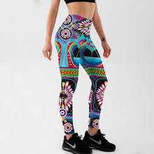 Qickitout Leggings 12%spandex Fitness Leggings for Women Sexy Printed Retro Colored Ethnic Flowers Stretch Pants 2024 - buy cheap