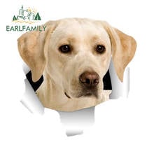 EARLFAMILY 13cm x 13cm Cute 3D Torn Metal Design Labrador Retrievers Dog Car Sticker for Window Bumper Trunk Decoration 2024 - buy cheap