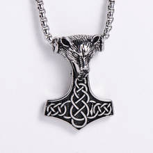 Viking Mjolnir Thor's Hammer Wolf Head Stainless Steel Pendant Necklace Scandinavian Pagan Norse Rune Totem Man Amulet Jewelry 2024 - buy cheap