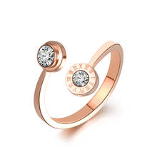 Classic Rose Gold Color Roma Letter Ring Jewelry Trendy Titanium Steel CZ Wedding Rings For Women Anel R18033 2024 - buy cheap