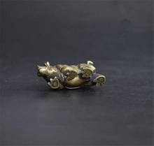 Copper statue Collectable Chinese Brass Carved Animal Rhino Exquisite Small Statues 2024 - buy cheap