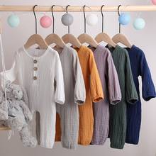 Newborn Baby Clothes Cotton Solid Long Sleeve Button Baby Girl Boy Romper Autumn Casual Home Infant Baby Rompers 3-12M Selling 2024 - buy cheap