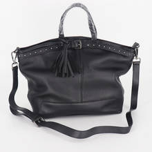 Vintage Big Capacity Handbags Women Genuine Leather Shoulder Bag With Rivet Tassel Luxury Tote Lady Crossbody Bag Bolsa De Mujer 2024 - buy cheap