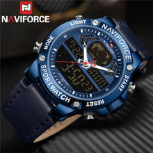 Naviforce-novo relógio esportivo masculino, relógio de pulso digital, de couro genuíno, militar, analógico, led, quartzo, 9164 2024 - compre barato