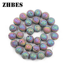 Natural Stone Multicolour Plating Lava Spacers Ball 4 6 8 10 12MM Round Loose beads For Jewelry Bracelet Making DIY Accessories 2024 - buy cheap
