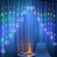 Colorful Snowflake Door Curtain LED Fairy String Lights Garland Christmas Decoration Holiday Lighting Wedding Party Decorative 2024 - buy cheap