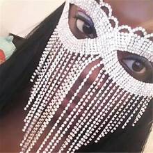 Маска для глаз женская с кисточками, Эротическая маска для танца живота, сияющая бижутерия со стразами, модные танцевальные аксессуары для лица 2024 - купить недорого
