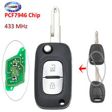 2 кнопки модифицированный пульт дистанционного ключа 433 МГц PCF7946 чип для Renault VIVARO MOVANO TRAFFIC, MASTER KANGOO 2024 - купить недорого