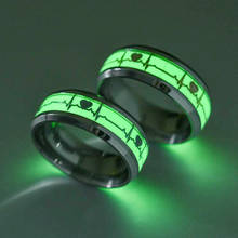 Светящееся кольцо в форме сердца из нержавеющей стали, светящееся в темноте кольца для пар для друзей, подарок 2024 - купить недорого